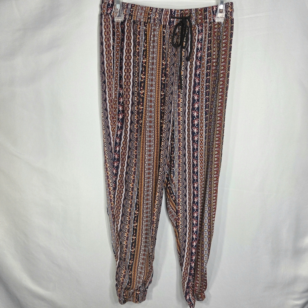 Shein Curve Multicolor Multi Pattern BOHO Elastic Waist & Cuff Ankle Pants 0XL